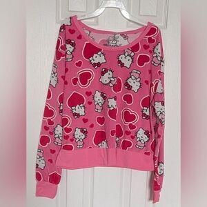 Hello Kitty Kids (Size Small) Pink Fleece Long Sleeve Pyjama Top/Sweatshirt